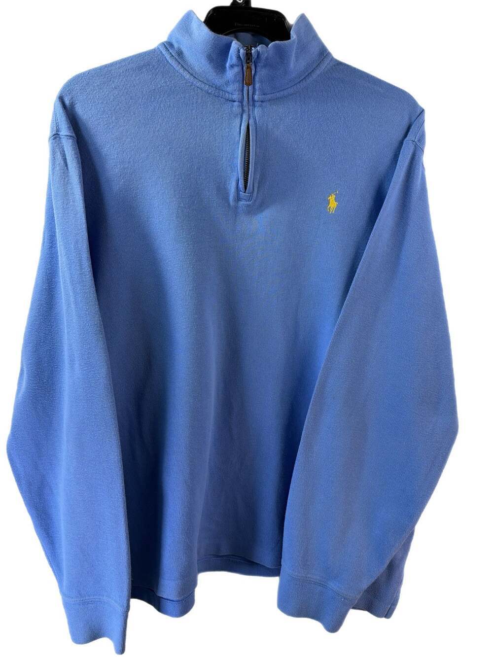 Polo Ralph Lauren Estate Rib Quarter Zip Pullover Sweater Light Blue XL